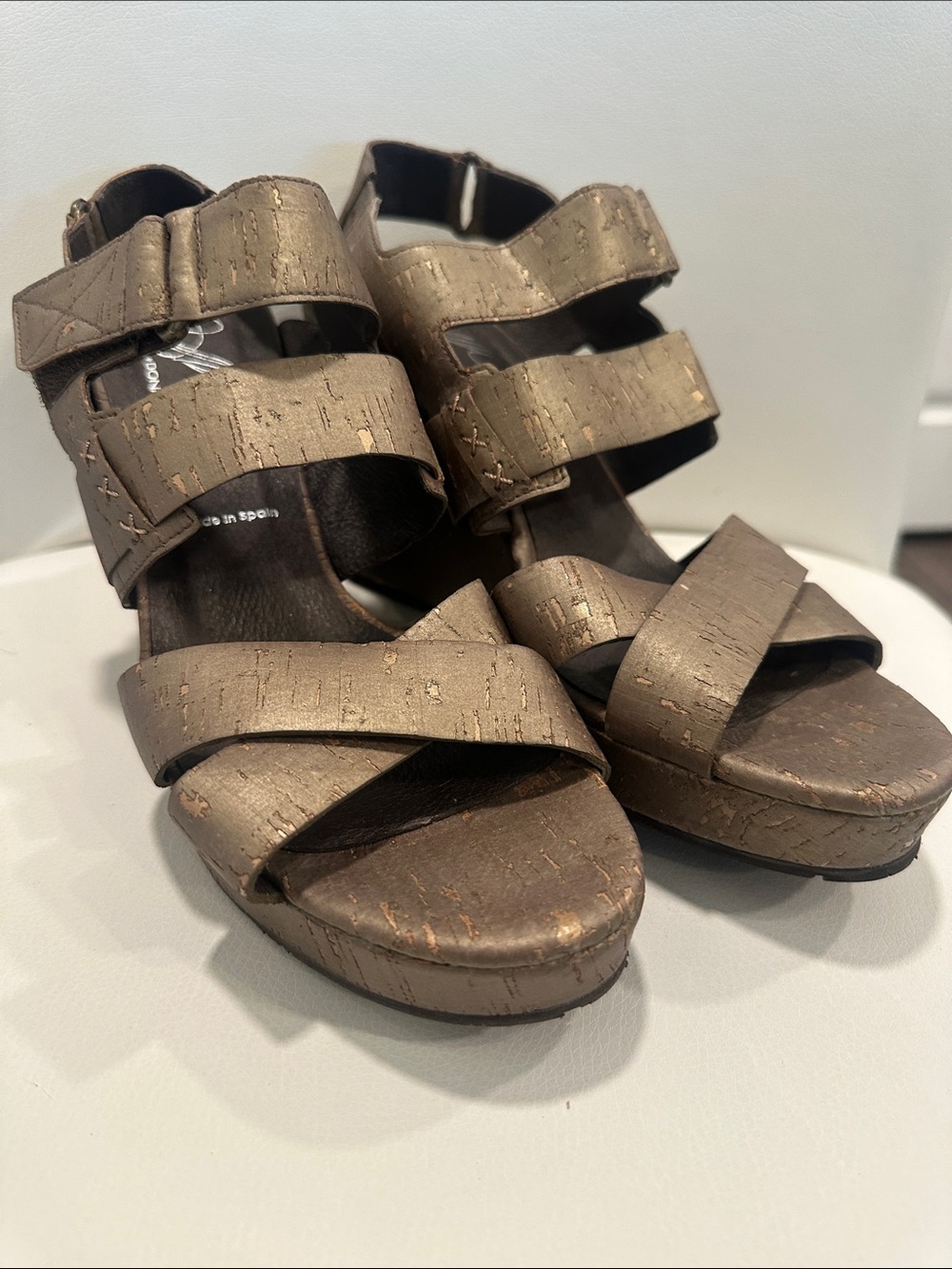 Donald  Pliner-Women's Metallic Bronze Cork-Texture Platform Sandals
